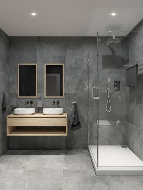 Douche moderne aux lignes sobres et minimalistes