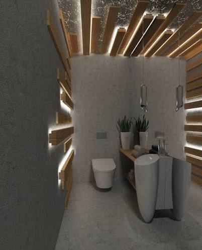 Douche et vasque en harmonie dans une salle de bain contemporaine