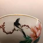 Chinese vintage kommen met vogels, bloemen, set van 6, rijstkommen,  handgemaakt beschilderd porselein