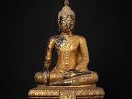 Schitterende antieke bronzen Thaise Rattanakosin Boeddha