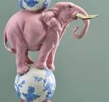 Kerzenhalter Vogel auf Elefant, pink | BAUMANN-BOWITZ