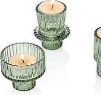 HofferRuffer Groene kaarsenhouder, 6-delige set glazen ...