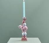 Kerzenhalter Vogel auf Elefant, pink | BAUMANN-BOWITZ