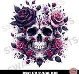 Calavera floral gótica PNG, diseño de sublimación de calavera, PNG floral  morado, diseño de camiseta de calavera, clipart de calavera