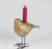 Portavelas cónico de pájaro dorado con soporte decorativo de patas de  alambre
