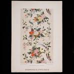 CHINESE ZIJDE MUUR-borduurwerk - ontwerp met bloemen en vogels - 18e eeuw -  1926 origineel - decoratieve vorbilder - vintage muurkunstafdruk.