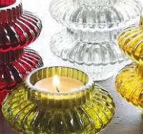 Mosgroene gekleurde glazen kandelaars - omkeerbare diner ...