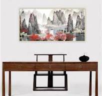 JZSDGB Tableaux chinois art mural pour Salon-cadre doré Impression sur  Toile Affiche Style Chinois-paysage Peinture Image sur toile Photo Moderne  ...
