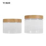 Wholesale 150ml 180ml 200ml 250ml 500ml Empty Packaging Cosmetic Containers  Face Cream Jar Plastic Jars with Bamboo Lids