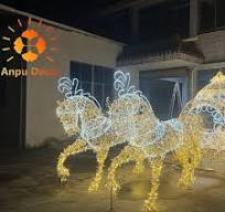 [Hot Item] Outdoor Customized Animal Christmas Decorations LED 3D Horse  Carriage Motif Lights