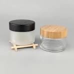 150 ml Glass Jar Empty Cosmetic Cream Glass Jars with Wood Lid Large Glass  Jar with Screw Top Lid for Face Cream