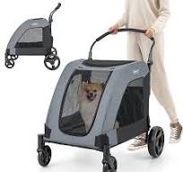 Discount dog trolley for large dogs Factory Sale Double Dog Stroller Pet  Four Wheeled Stroller Dog Trolley Cat Carts Foldable for Medium Large Dogs C