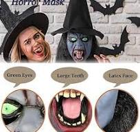 Amazon.com: Satisyo Scary Halloween Witch Mask with Black ...