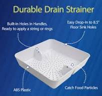 Leyso Floor Sink Commercial Drain Cover Strainer ABS Plastic Drop-in Basket  8-1/2" x 8-1/2" x 2-1/4" (2"H ABS) - Suitable for Kitchen, Restaurant, ...