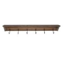 Slim Wood Wall Shelf With Hooks