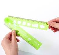 3-Piece Flexible Plastic Folding Ruler Set - 30cm Multi-Function Drawing  Tool In 3 Colors