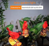 Amazon.com : Solar Powered Pinecone/Nut Red Bird Ground Plug ...