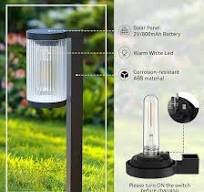 6Pcs Solar Lawn Lights Outdoor - Hollow Out Garden Lights With Ground Plug  Warm White