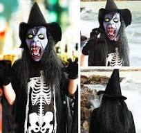 Amazon.com: HKSICHENGKEJI Scary Old Women Witch Mask with Hair Hat  Halloween Costume Horror Witch Evil Ghost Mask Carnival Party Props : Toys  & Games