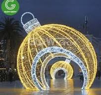 Outdoor Christmas Ornament Outdoor Large Commercial IP65 3D Ball LED Motif Light for Street Park Decoration