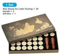 Alphabet Wax Seal Stamp Kit, 26 Letters A-Z Sealing Wax Stamp with 2pcs Wooden Handles, Style 2
