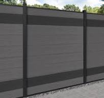 Premium 6ft x 8ft Mixed-Color Composite Fence – Windproof & Waterproof WPC - Woodgrain Black / 1 Panel + 2 Posts