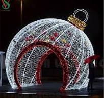 Outdoor Christmas Commercial Decorations 3D Large LED Ball Arch Motif Lights