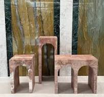 Opium Red Travertine Archy Small Console