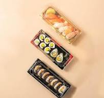 Customization High-Quality Printed Bento Takeout Sushi Tray, Disposable Plastic Sushi Box with Lid