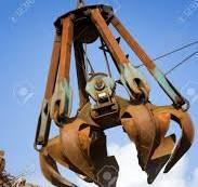 Crane Grabber Loading A Metal Garbage Stock Photo, Picture ...