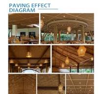 Traditional Design Rattan Woven Ceiling Synthetic Woven Plastic Bamboo Mat  Outdoor Ceiling Waterproof for House