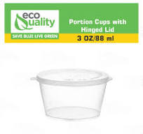 EcoQuality [50 PACK 3 Oz Leak Proof Plastic Condiment Souffle Containers with Attached Lids - Portion Cup with Hinged Lid Perfect For Sauces, Samples, ...