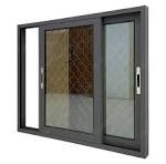 Grey tinted double glazed aluminum sliding window with grill ...