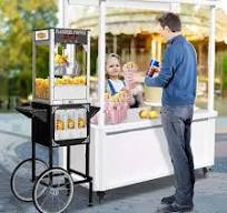 Mobile Commercial Popcorn Machine with Cart & Wheels | 10oz Kettle * 40  Cups (4 Gal) | Theater Style W/ Scoop, Oil Spoon, Cups & Bags for Home, Bu