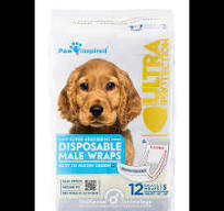 12ct Paw Inspired Ultra Protection Disposable Male Wraps, Small