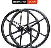 700C Road Bike Carbon Wheelset 6 Spoke 25mm Width 12 Speed Clincher Disc  Brkae