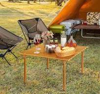 Oumilen Camping Table Natural Wood Fold Up Lightweight Roll Up Table with  Carry Bag HD-588-WELA