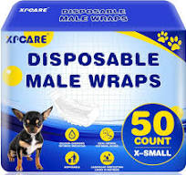 50 Count Disposable Male Dog Diapers, Male Dog Wraps,Super Absorbent  Leak-Proof