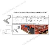 Solar Curved Tile Roof Hooks , Non-adjustable for Bottom ...