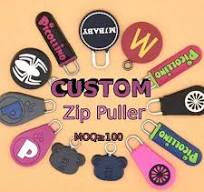 Custom Metal Zipper Puller Auto Customized Techniques Logo Silicon Rubber  Bag Garment Handbag Zip Zipper