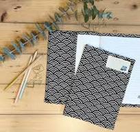 Environmentally friendly school book covers - black and white wave design