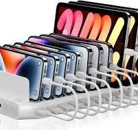 Alxum Multi Charging Station,10 Ports USB Charging Station for Multiple  Devices,60W 10 Ports Charging Dock,Compatible with iPad, iPhone, Tablet and