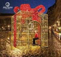 LED Present Box Giant Gift Box Motif Light Christmas Decorations Ornament  Sculpture China Wholesale