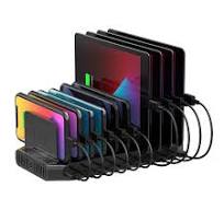 Unitek USB Charging Station, 10 USB Fast Ports Charge Docking Station and  Adjustable Dividers, Multi Device Charger Organizer Compatible with iPad,  ...