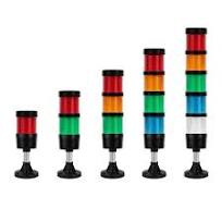 Modular LED Signal Tower Stack Lights - 2.4" Diameter - Fixed Mount with  50mm Pole - 360° Beam