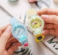 New Cartoon Student Quartz Watch with Colorful Light Luminous Silicone  Strap Arabic Numerals Dial Alloy Case for Children