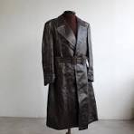 Military Vintage 40s German Motorcycle Horsehide Leather Brown Belted  Striwa Coat Size 54 Large / Extra Large