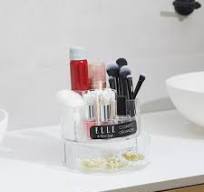 Acrylic Cosmetic Organizer-Round Makeup Brush Holder, Clear Storage Cup  Containers with 6 Compartments, Compact, Space-Saving Beauty Organizer