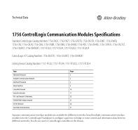1756 ControlLogix Communication Modules Specifications ...