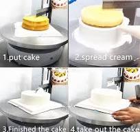 Automatic Birthday Cake Cream Smooth Coating Decoration Machine 4-12inch  Cakes Butter Cream Spreading Machine Cake Bread Cream Jam Spreader,Pink :  ...